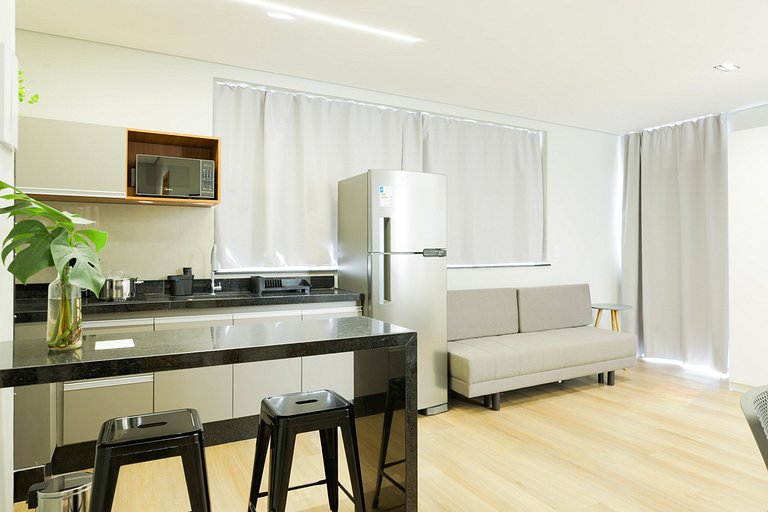 Studio cobertura com terraço, ar e churrasqueira