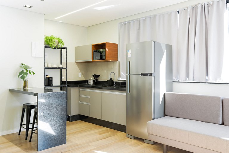 Studio cobertura com terraço, ar e churrasqueira