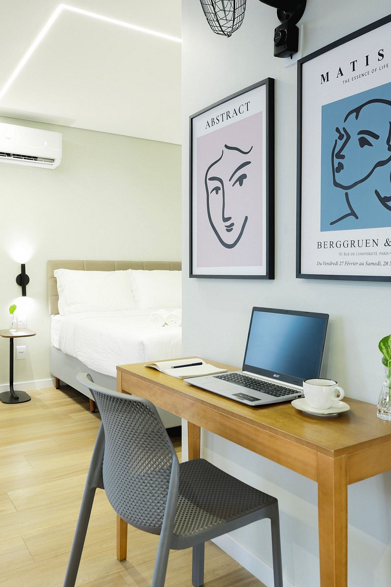 Studio cobertura com terraço, ar e churrasqueira